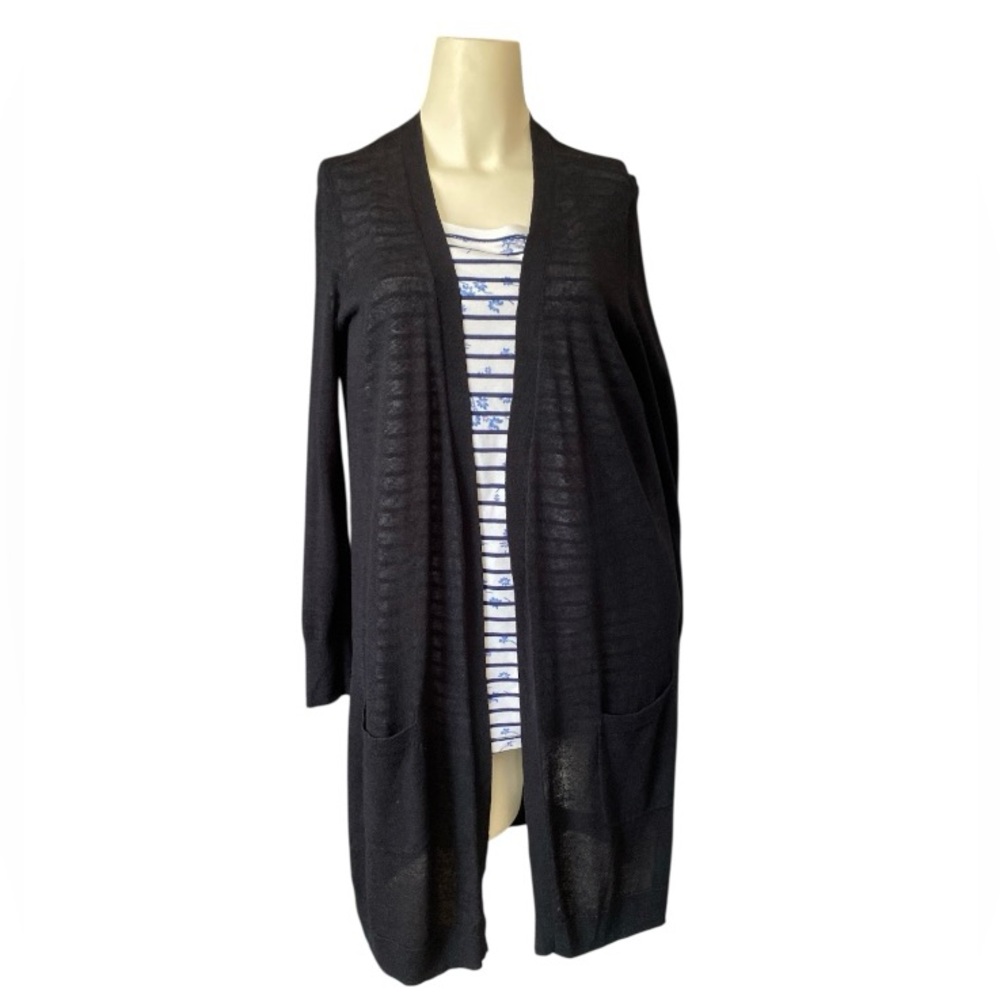 Halogen Nordstrom Side Slit OpenCardigan- Black with pockets women’s size M